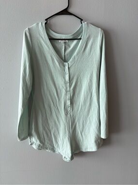 Colsie Mint V-Neck Henley Long-Sleeve Romper